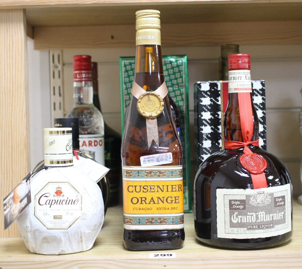 A collection of assorted spirits and liqueurs, comprising: